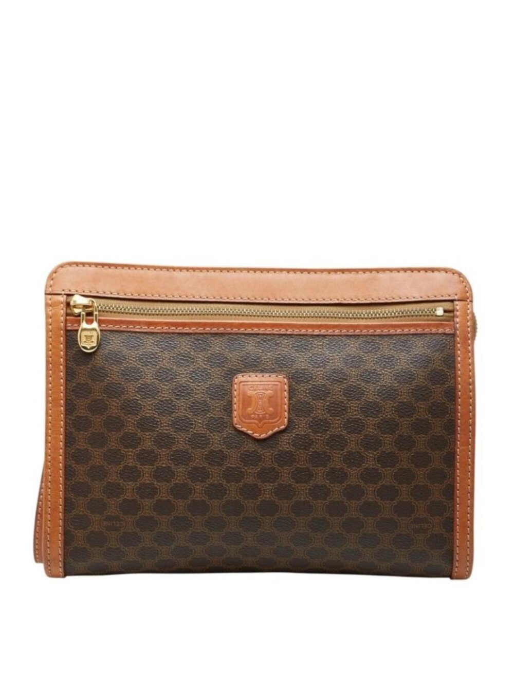 Celine Macadam Clutch Brown Leather